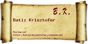 Batiz Krisztofer névjegykártya